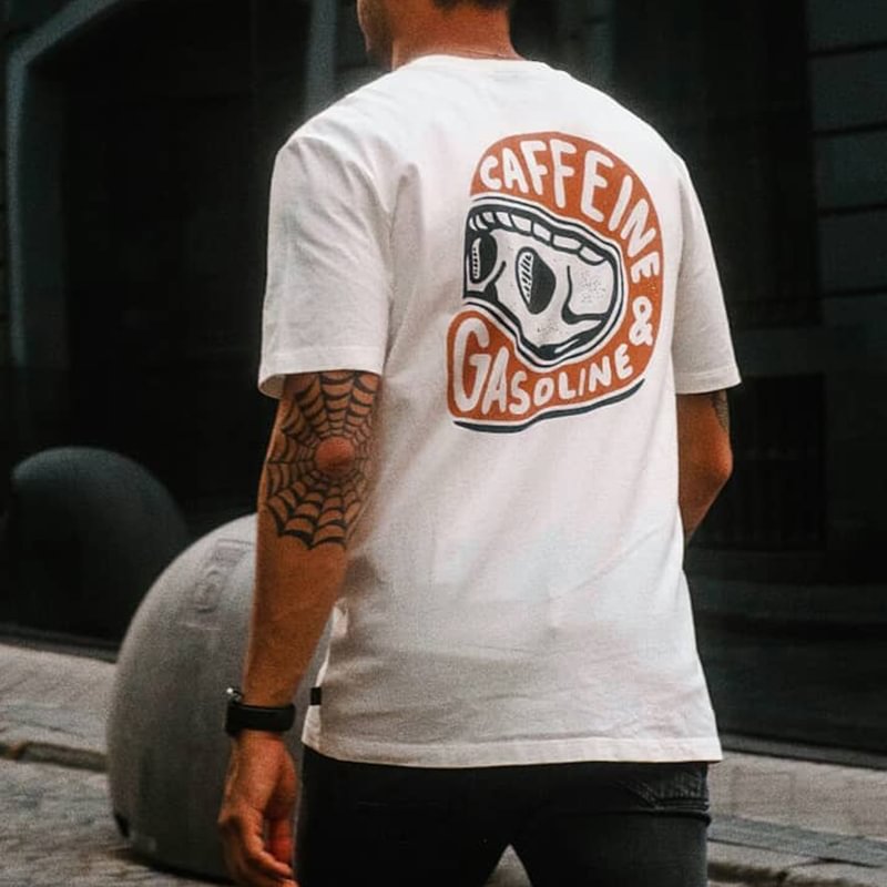 Caffeine & Gasoline skull short sleeve t-shirt - Krazyskull