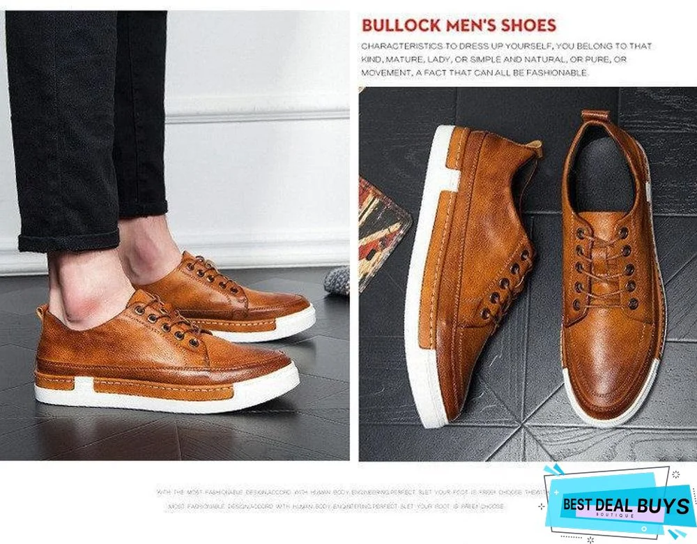 Casual Shoes Men Fashion Vintage Shoes Brown Brand Male Shoes Genuine Leather Men's Leisure Shoes