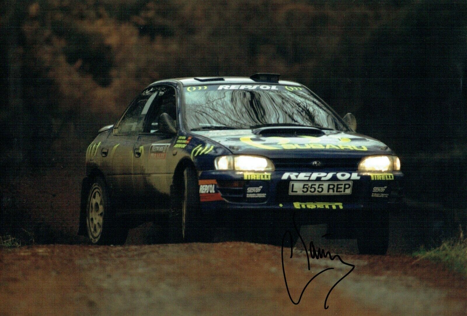 Carlos SAINZ RARE SIGNED Rally Subaru DRIVER 12x8 Photo Poster painting AFTAL RD COA Autograph