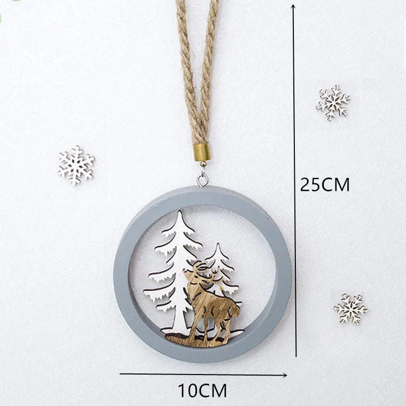 2022 New Year Xmas Elk Wood Craft Christmas Tree Ornament Noel Christmas Decoration for Home Wooden Pendant Navidad 2021 Gift