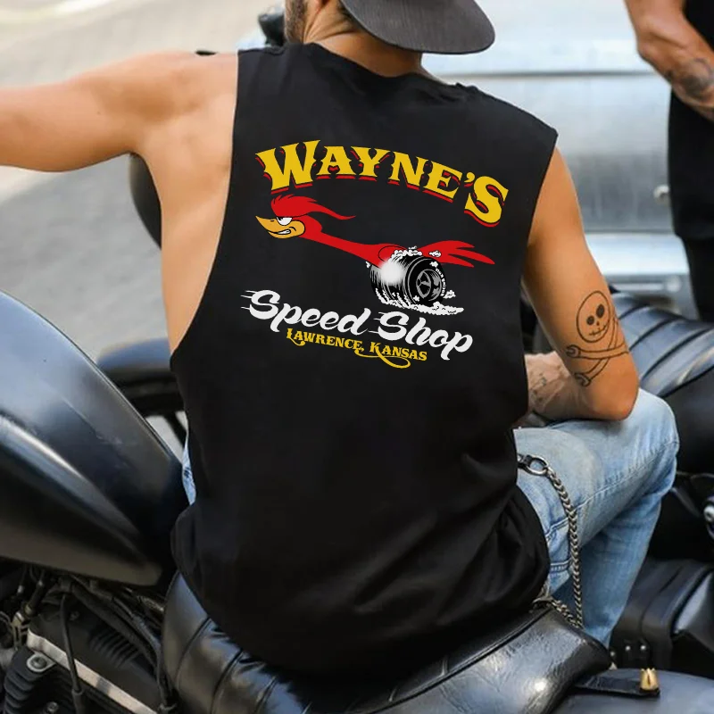 WAYNE'S SPEED SHOP Hot Rod Bird Print Men's Vest