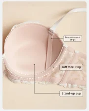 Damokan Women New Half Cup Push Up Soft Lace Bra with Removable Straps Underwear Sexy Beautiful Lingerie Girls Bra White Black Sexy Bra