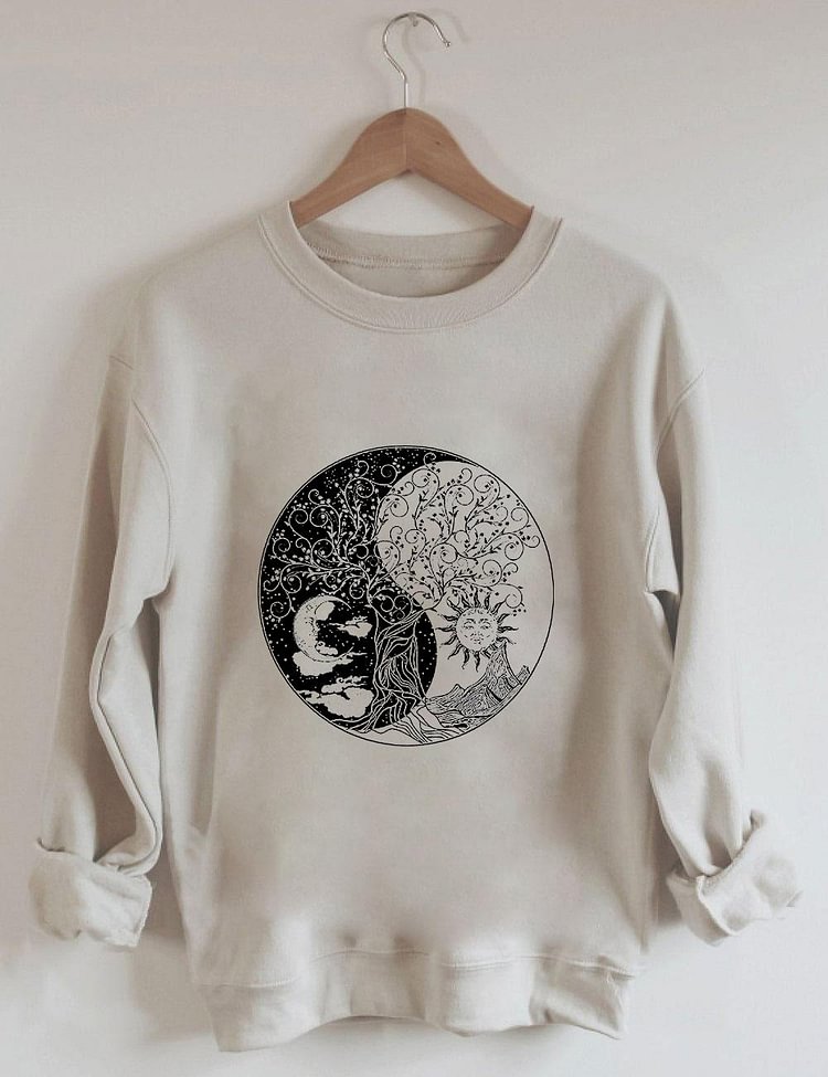 Yin Yang Tree winter men's and women's retro sweatshirt