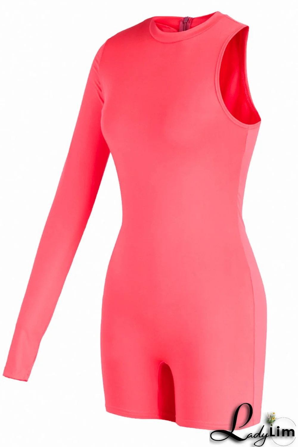 Black Sexy Sportswear Solid Patchwork Asymmetrical O Neck Skinny Jumpsuits