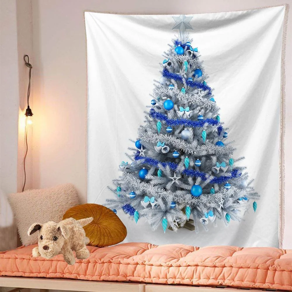 Christmas Green Tree Tapestry Home Wall Hanging Cloth Festival Elk Background Cloth Xmas Home Decoration Bedspread Wall Carpet