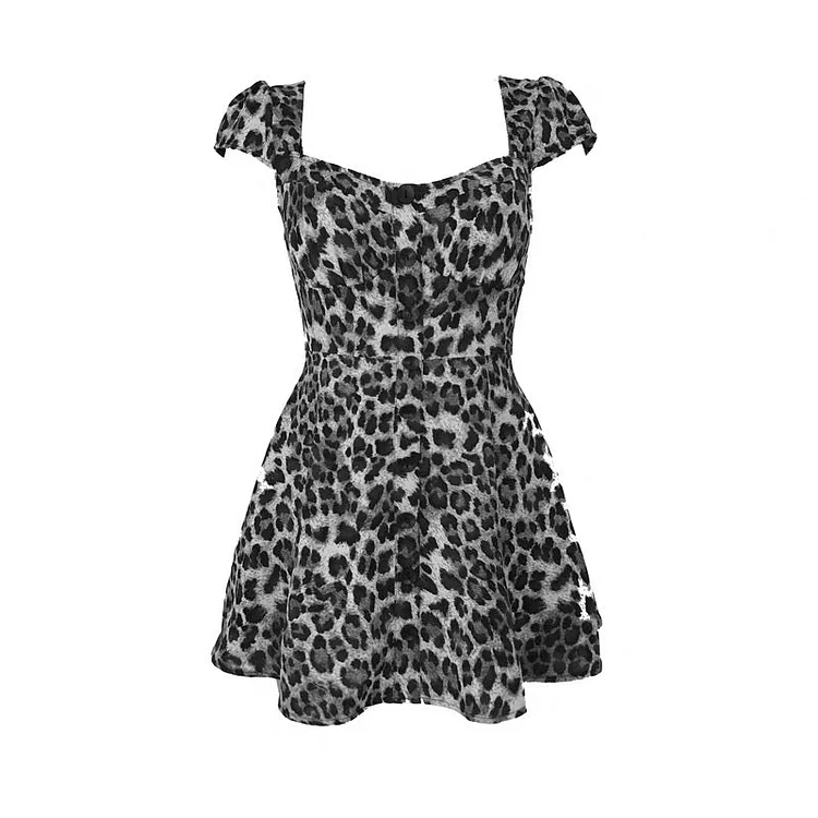 Vintage Leopard Print Mini Dress