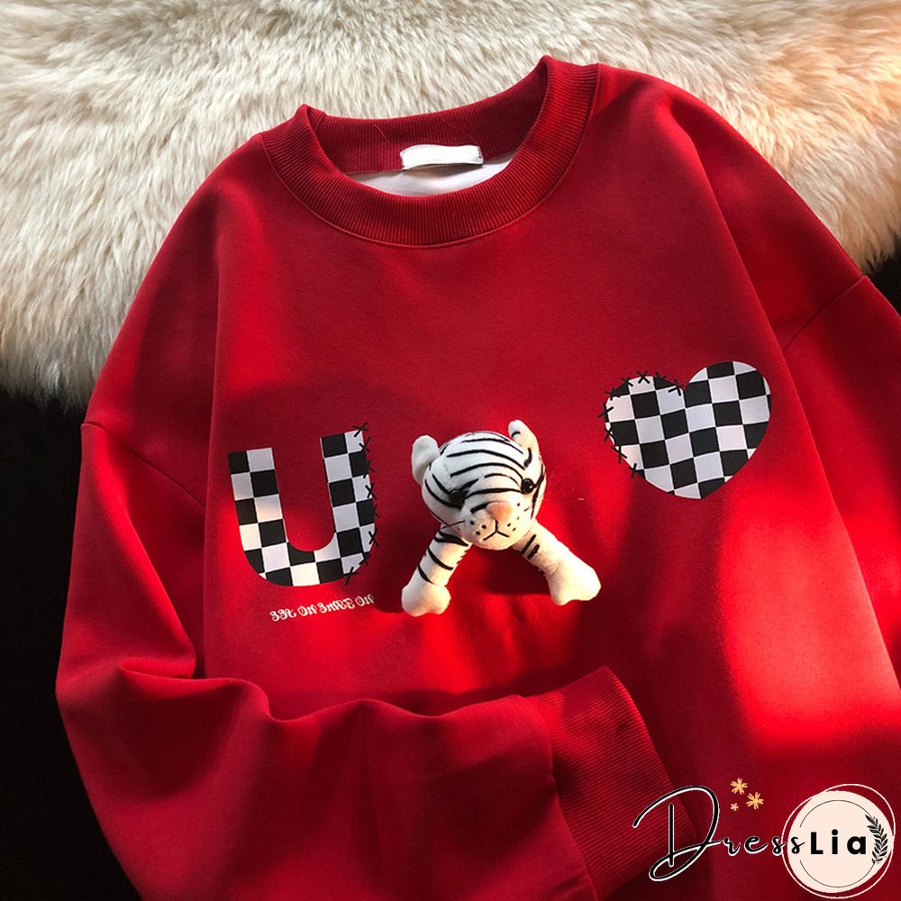 Neutral Red Zodiac Year Tiger Sweater