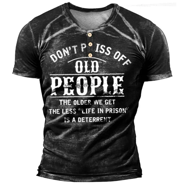 Don't Piss Off Men's Henley Print Short Sleeve T-Shirt
