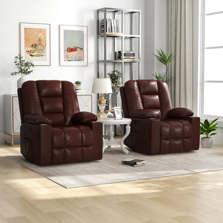 Bestier Power Lift Reclining Chair, Cup holders for Elderly, Fabric Sofa with Detachable Sofa Cover, Brown