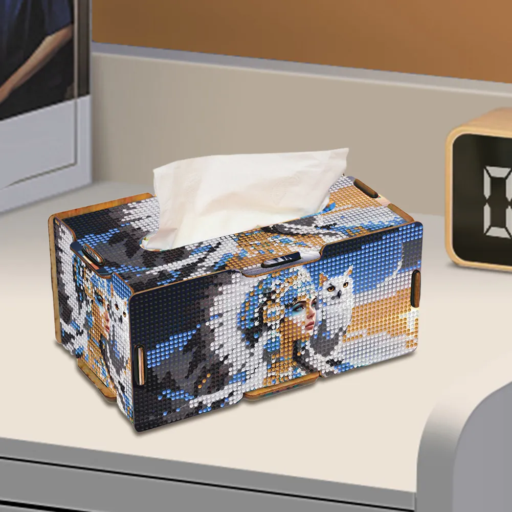 Owl Indian Diamond Painting Tissue Box Wooden Diamond Art Tissue Storage Box