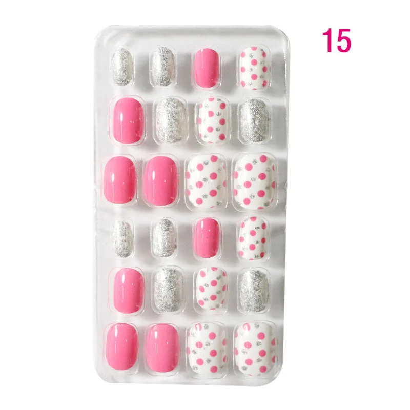 24PCS/box Children/adult Cartoon Candy Fake Nails Full Coverage Self-adhesive Nail Polish Cute Girl Manicure Decoration CL02