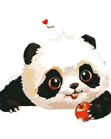 

Panda Whit a Apple – Paint By Numbers - 40*50CM, 501 Original