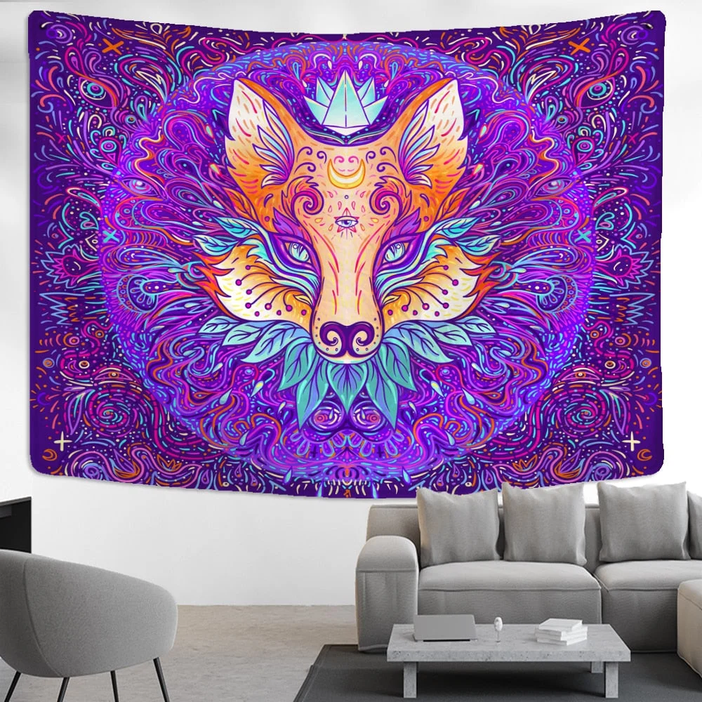 Mushroom Tapestry Wall Hanging Indian Mandala Bohemian Style Psychedelic Hippie Night Moon Witchcraft Home Decor