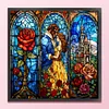 Stained Glass-Beauty And The Beast-Full Embroidery 2 Strands 14CT Stamped Cross Stitch-50*50CM