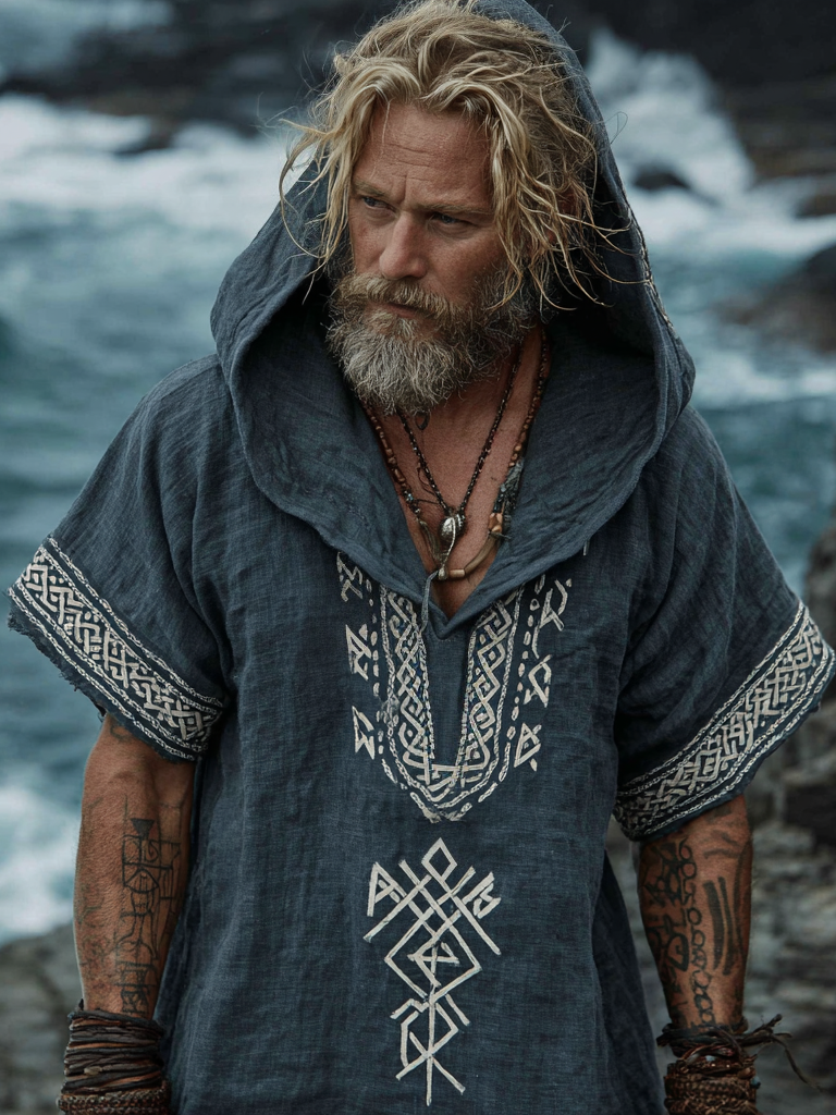 Men's Viking Inspired Celtic Totem Short Sleeve Hoodie / Rvogue / Rvogue