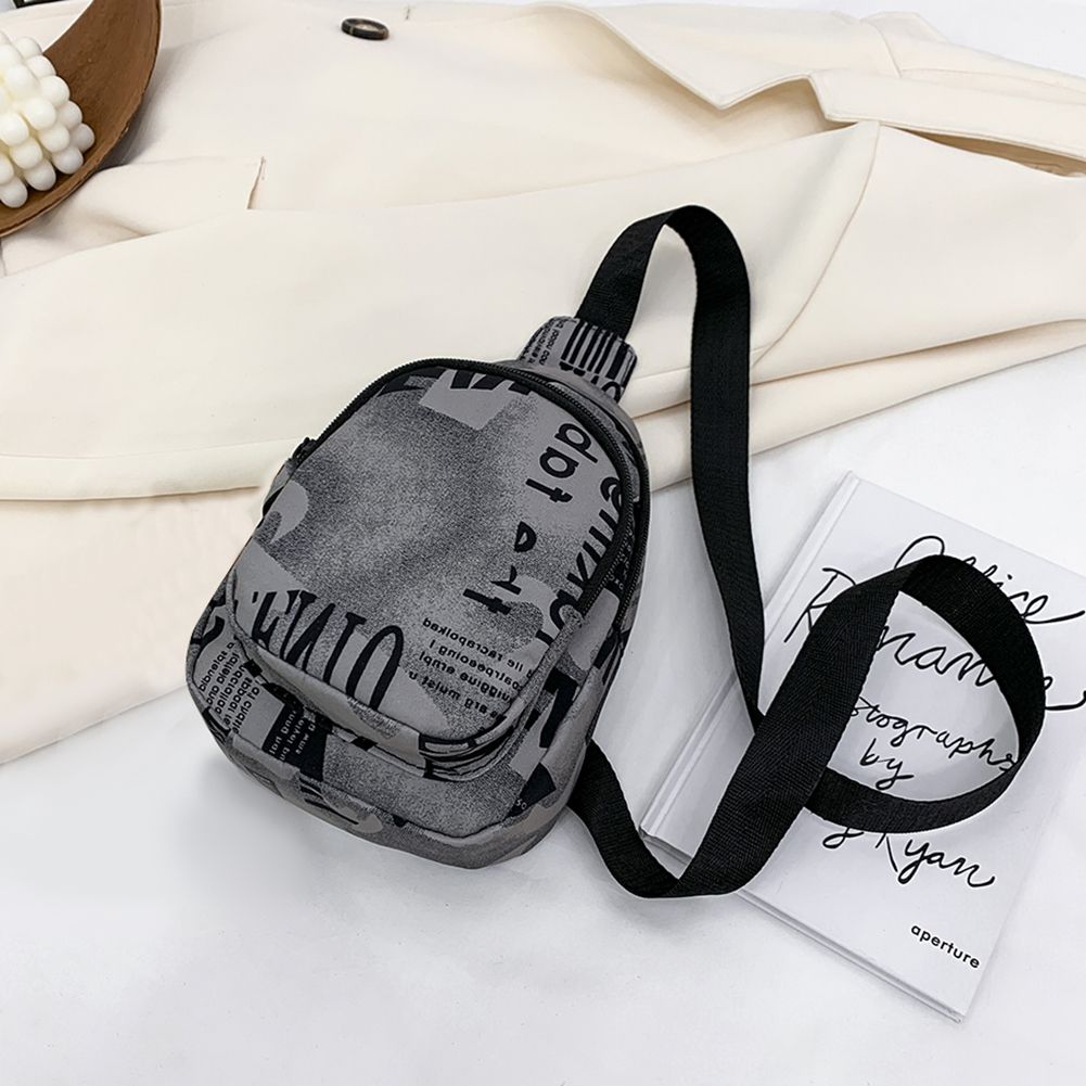 

Chest Fanny Bag Women Men Casual Newspaper Print Bum Messenger Pack, Grey, 501 Original