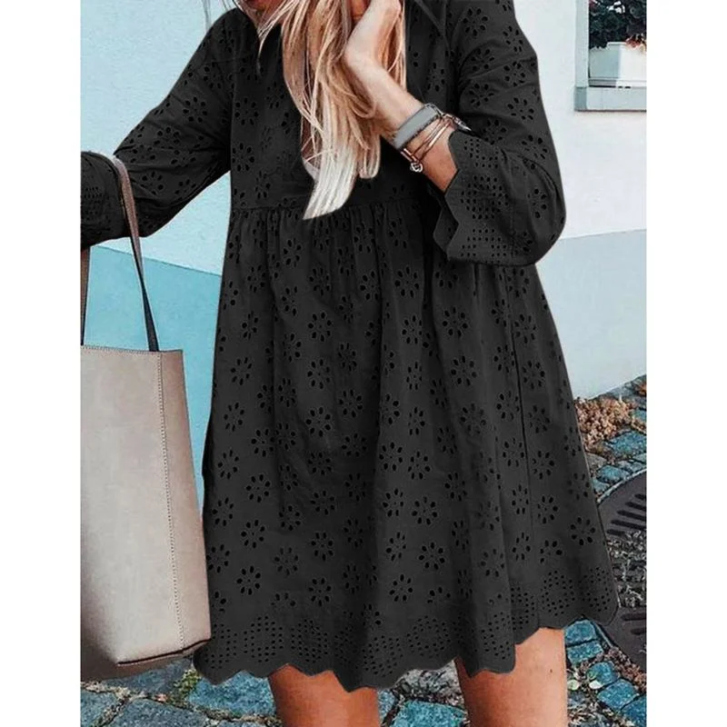 Celmia Women Sexy V-neck Stitching Lace Cotton Dress 2022 Summer Bohemian Sundress Floral Hollow Out Elegant Casual Mini Dress