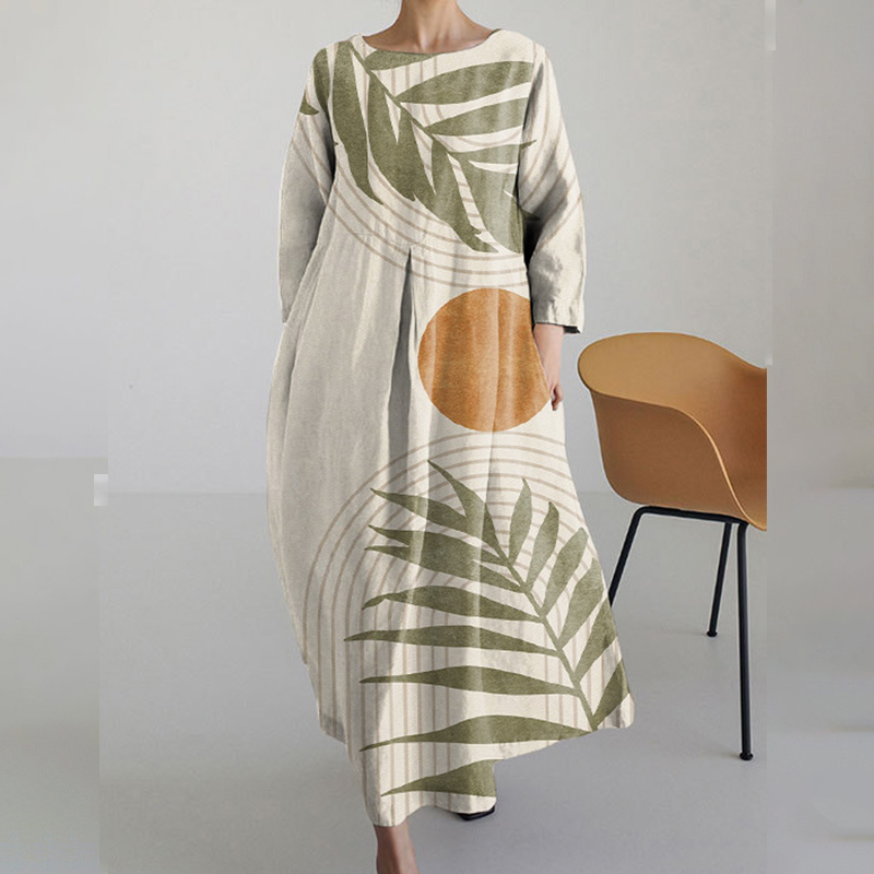 Sun Tropical Leaves Art Print Midi Dress artswardrobe