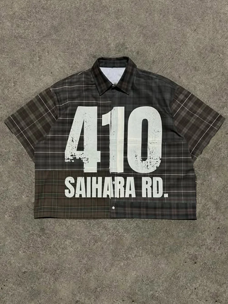 410 "checkered Printed Short Sleeved Shirt