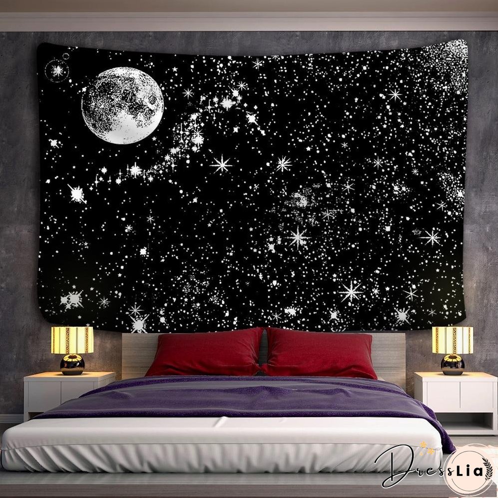 Black and white moon Mandala tapestry Bohemian decoration wall hanging bedroom psychedelic