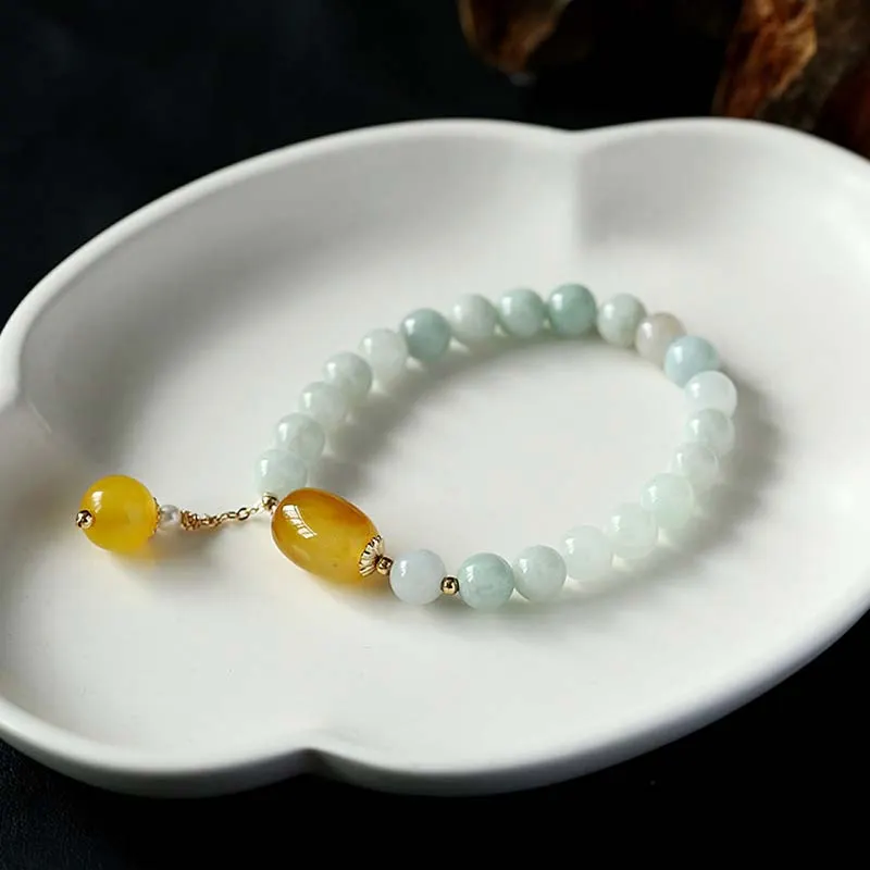 Natural White Jade Agate Protection Bracelet