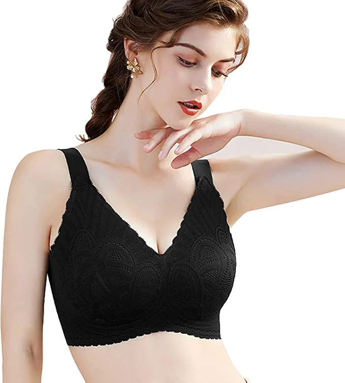 24-Hour Ultimate Comfort Lift,Wireless Bras for Women, Full-Coverage Minimizer Soft Lace Bra, Seamless Bralettes Everyday Bra