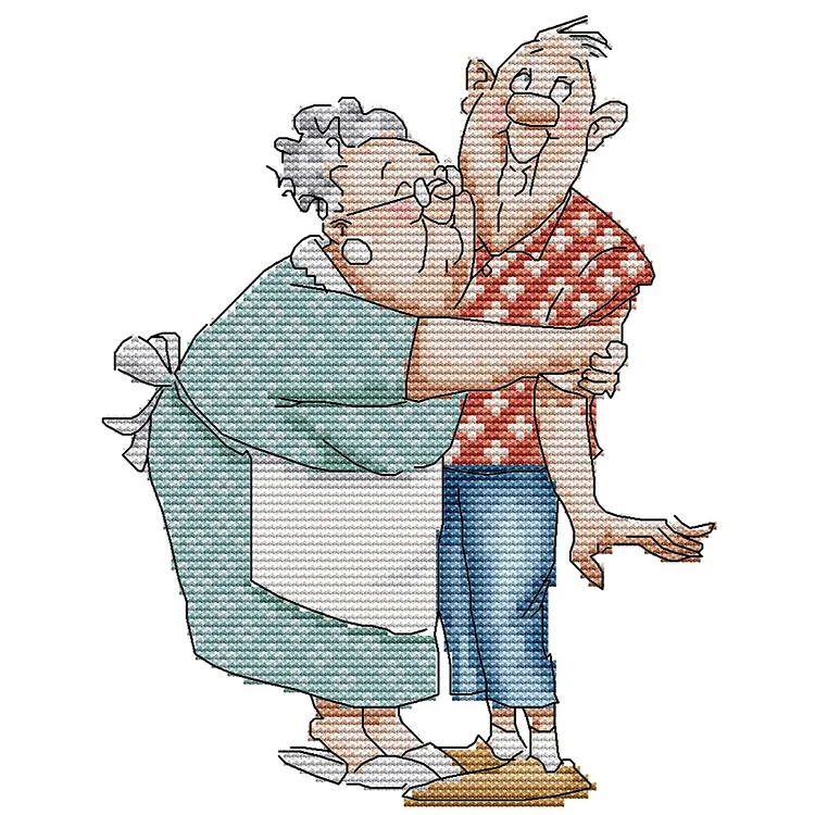 Joy Sunday Old Married Couple 14CT Stamped Cross Stitch 19*25CM