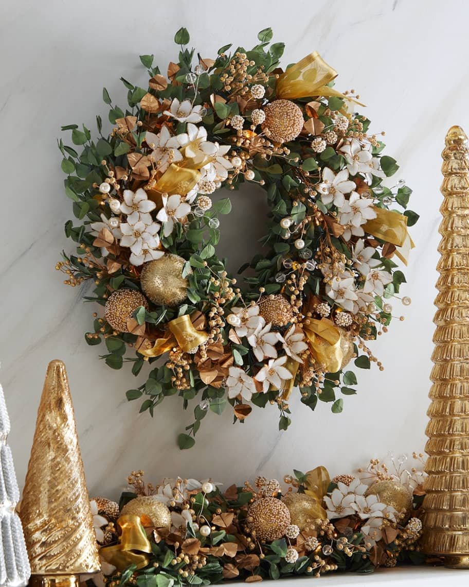 Gold Christmas Pre-Lit Wreath