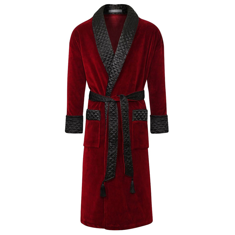 Men&rsquo;s Luxury Velvet Dressing Gown &ndash; Deep Burgundy Elegance