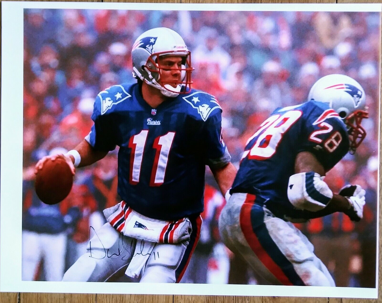 DREW BLEDSOE AUTOGRAPHED 8.5x11 Photo Poster painting - NEW ENGLAND PATRIOTS QUARTERBACK