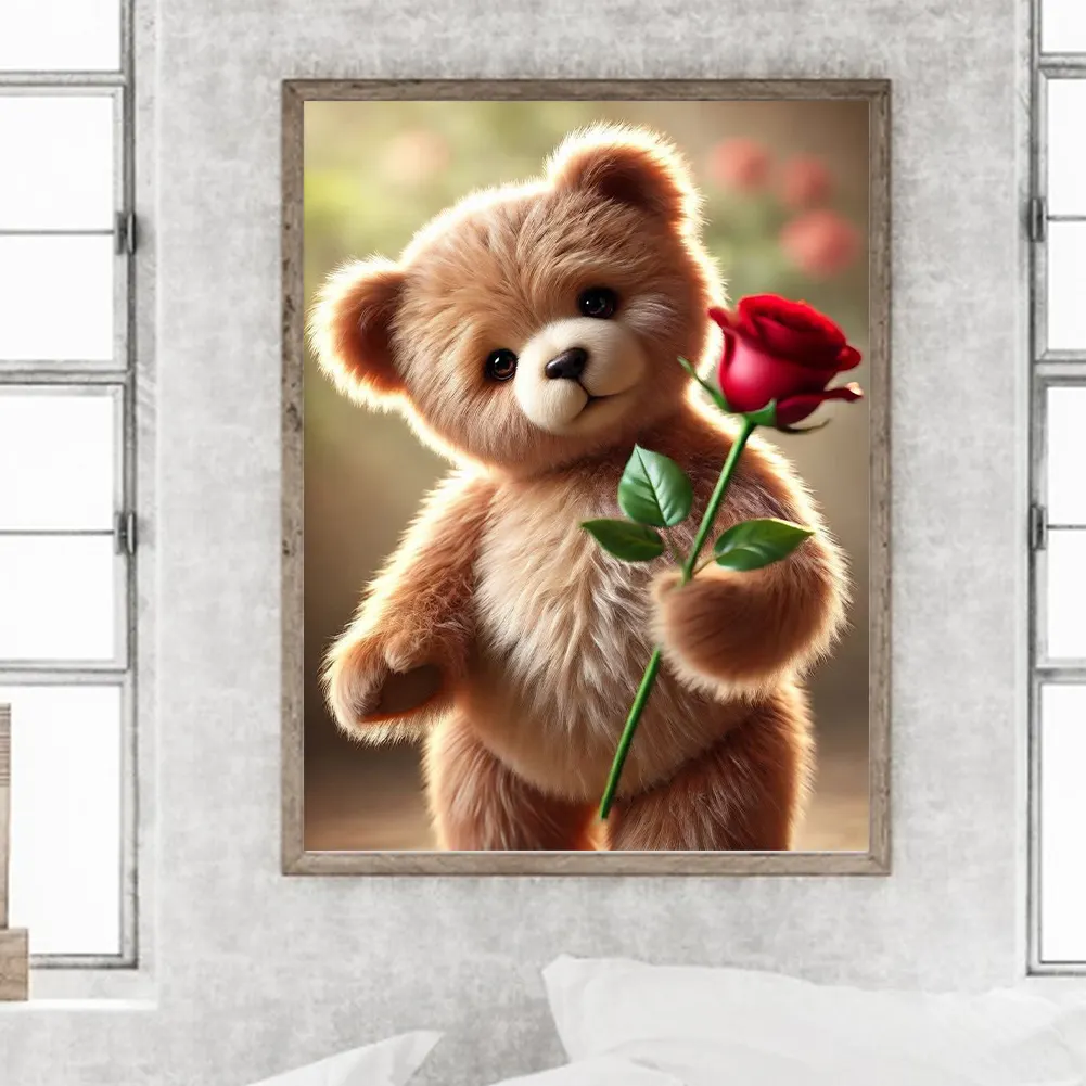 Diamond Painting - Full Round Drill - Rose Bear(Canvas|30*40cm)