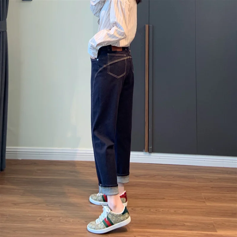 Toloer Large Size Women's Wear 2025 Spring And Autumn New High Waist Harun Pants Fat Sister Mm Loose Show Thin Straight Leg Jeans Trend-Outfit Ideas