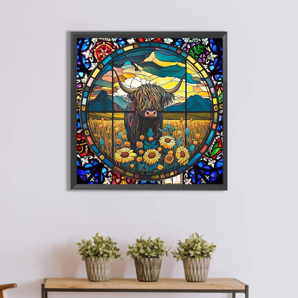 Diamond Painting - Full Round Drill - Stained Glass Yak(30*30cm)
