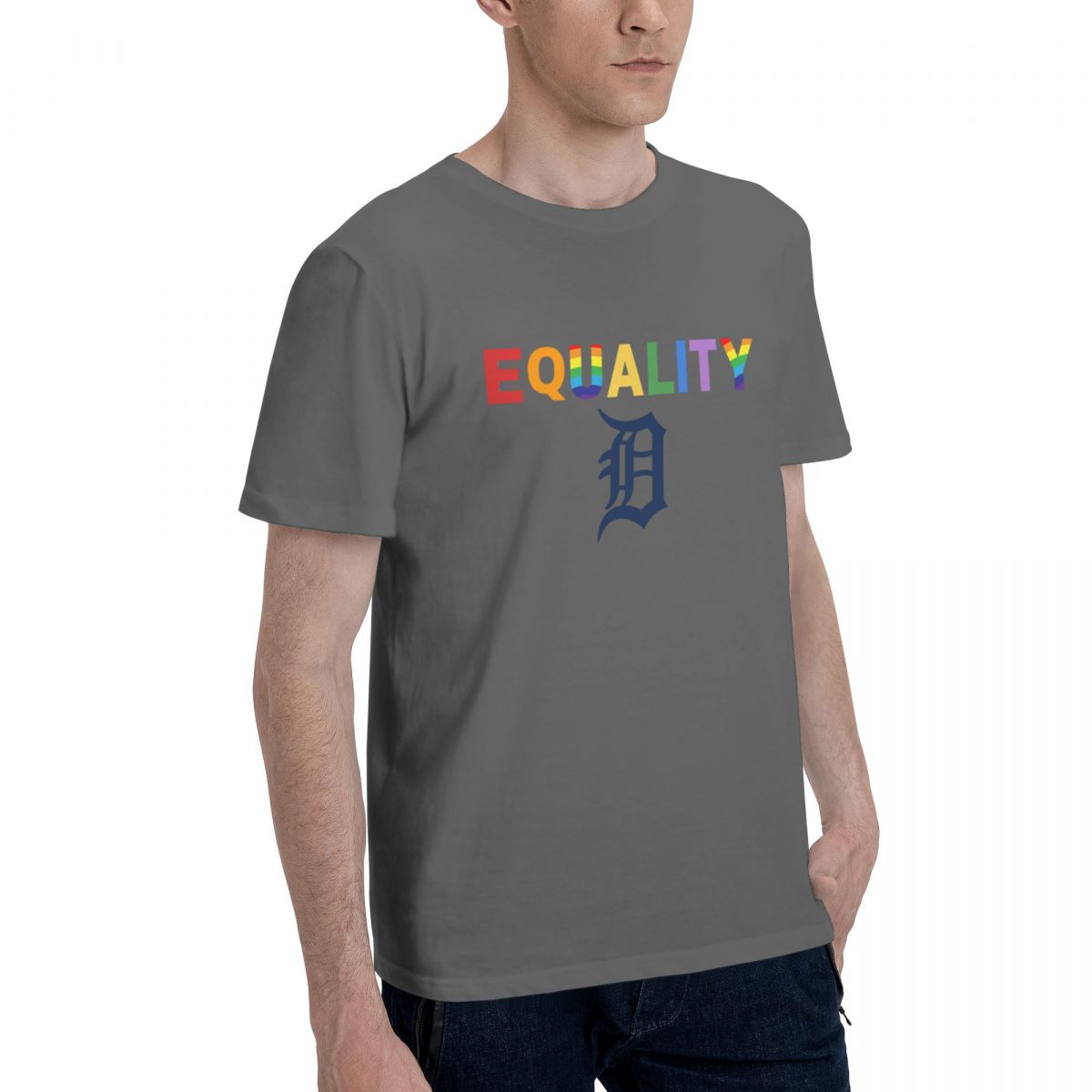 Detroit Tigers Rainbow Equality Pride Men's Cotton Shirt