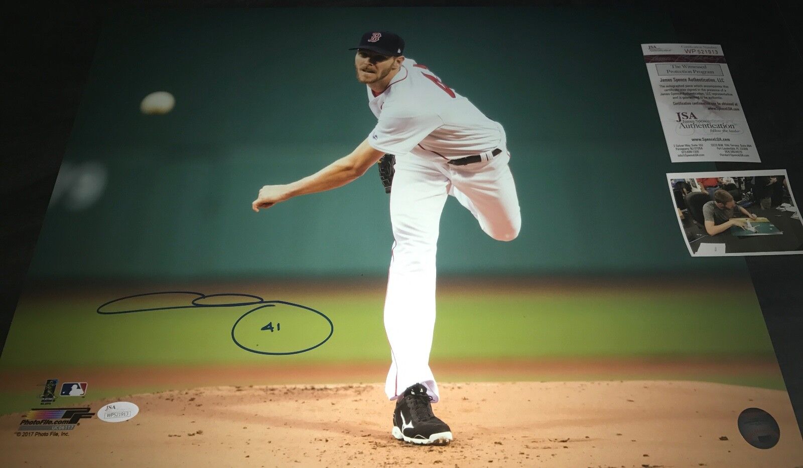 Chris Sale Boston Red Sox Autographed Signed 16x20 Photo Poster painting JSA WITNESS COA 41