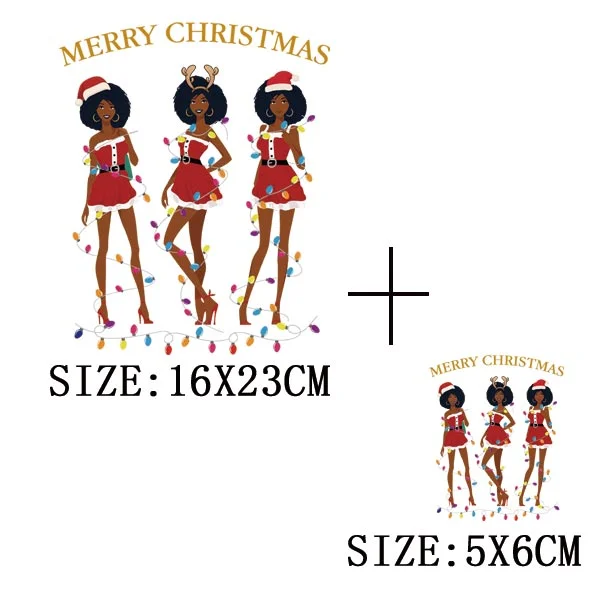 Beautiful Christmas Gift Thermal Sticker On Clothes DIY T-shirt Washable Iron On Patch For Clothing Christmas Design Patch Decor