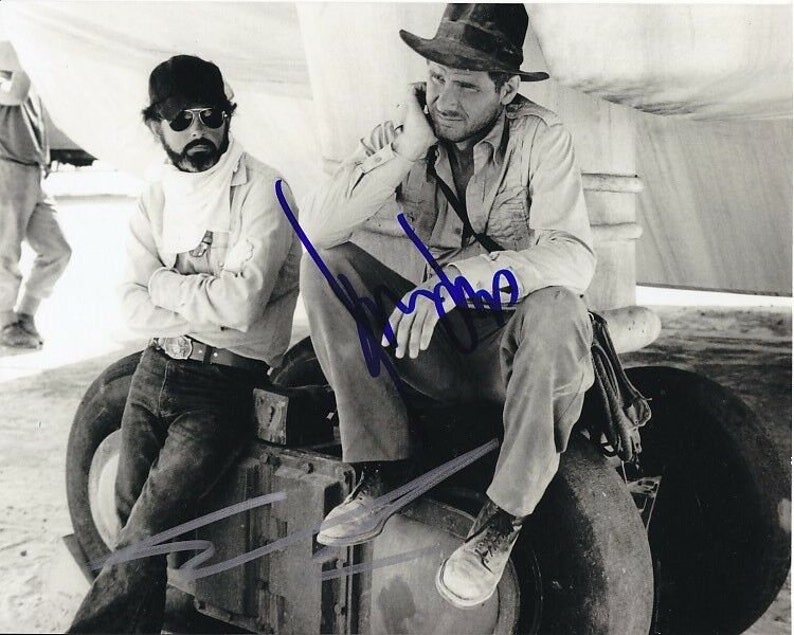 Harrison ford and george lucas signed autographed indiana jones Photo Poster painting rare