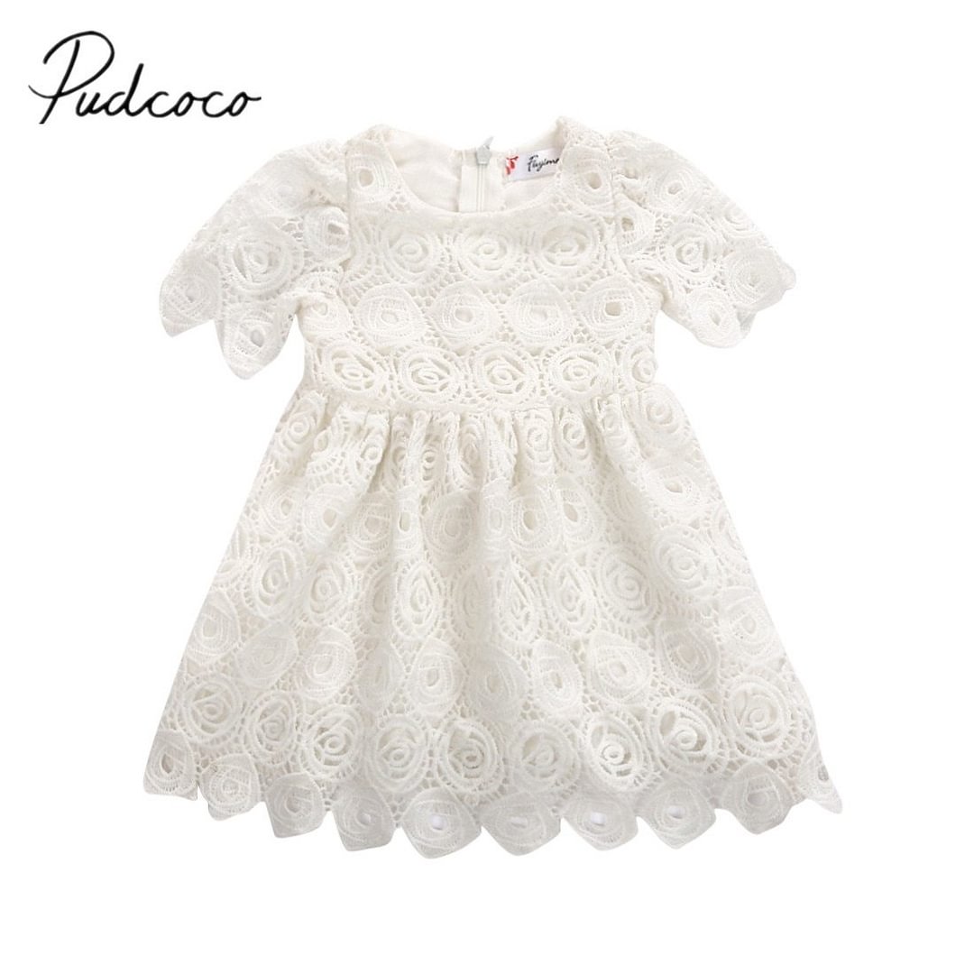 2018 Brand New Newborn Toddler Infant Baby Girls Shortsleeve Floral Tutu Dress Party Wedding Princess Lace Dresses Summer Outfit