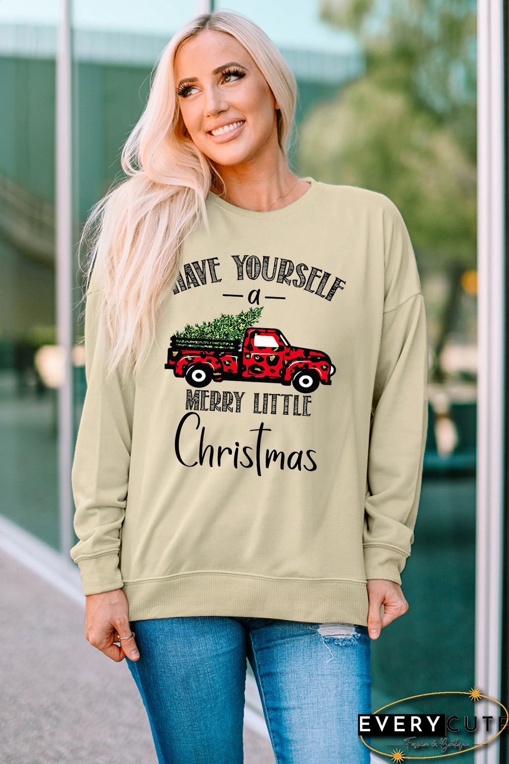 Khaki Have Yourself a Merry Little Christmas Sweatshirt