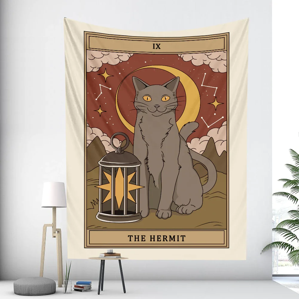 Nigikala Tarot Card Cat Witchcraft Home Decoration Tapestry Hippie Bohemia Wall Hanging Bedroom Wall Decoration Background Cloth