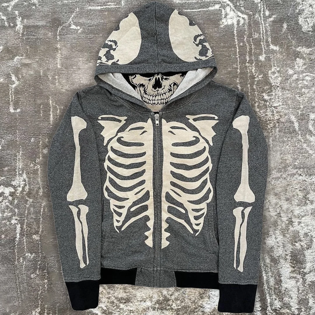 Personalized street style long-sleeved zipper hoodie printing men's