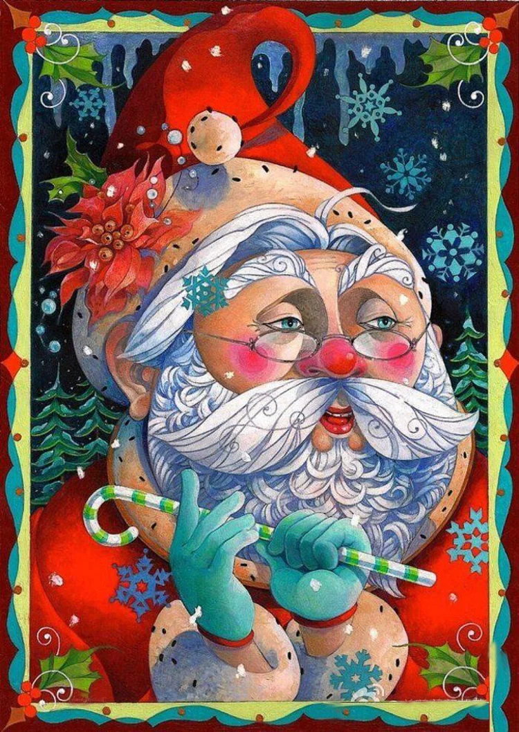 Cartoon Character Christmas Santa Claus 11CT Stamped Cross Stitch 40*60CM
