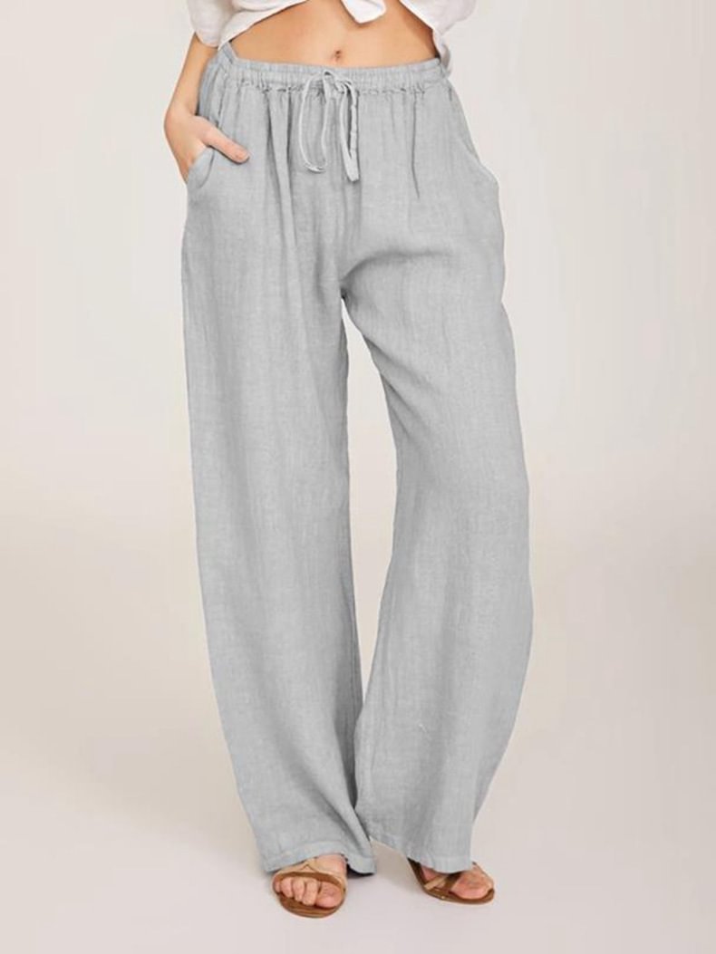 Loose Cotton And Linen Casual Trousers For Women