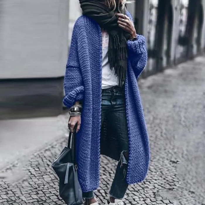 Fashion Long Sleeve Sweater Solid Long Coat