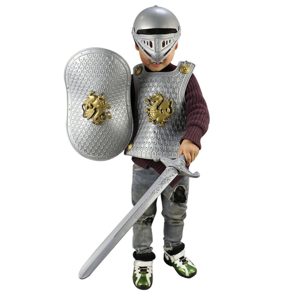 Children Knight Armor Gladiator Boy 4 Pcs Halloween Costume Set Dress Up-elleschic