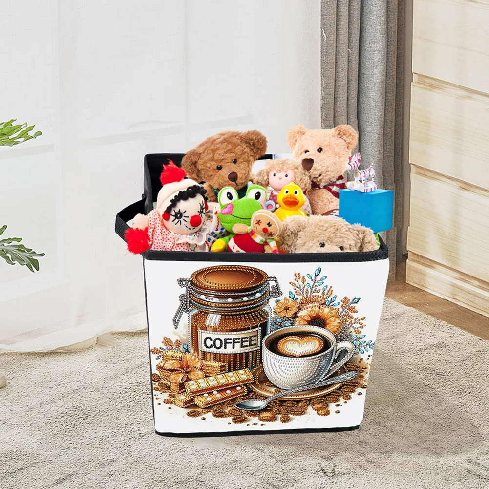 5D DIY Afternoon Tea Coffee Special Shape Diamond Painting Storage Box for Home Storage(25*26*25cm)