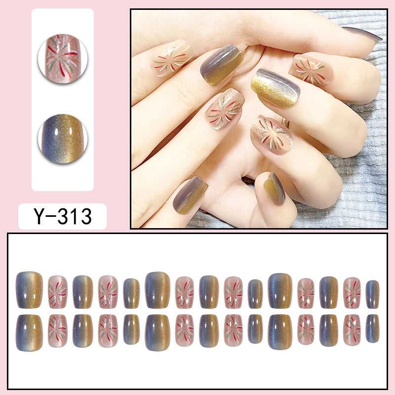 Sweet Color Block Heart Shape ABS Press-on Nails 1 Set