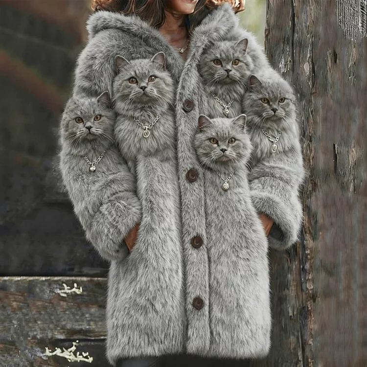 Noble Kitten Thick Hooded Cardigan Sweater