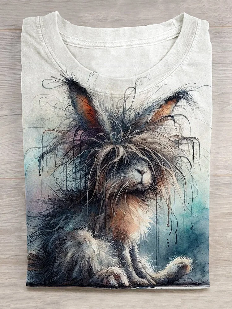 Scribbled Cute Bunny Funny Easter Art T-shirt