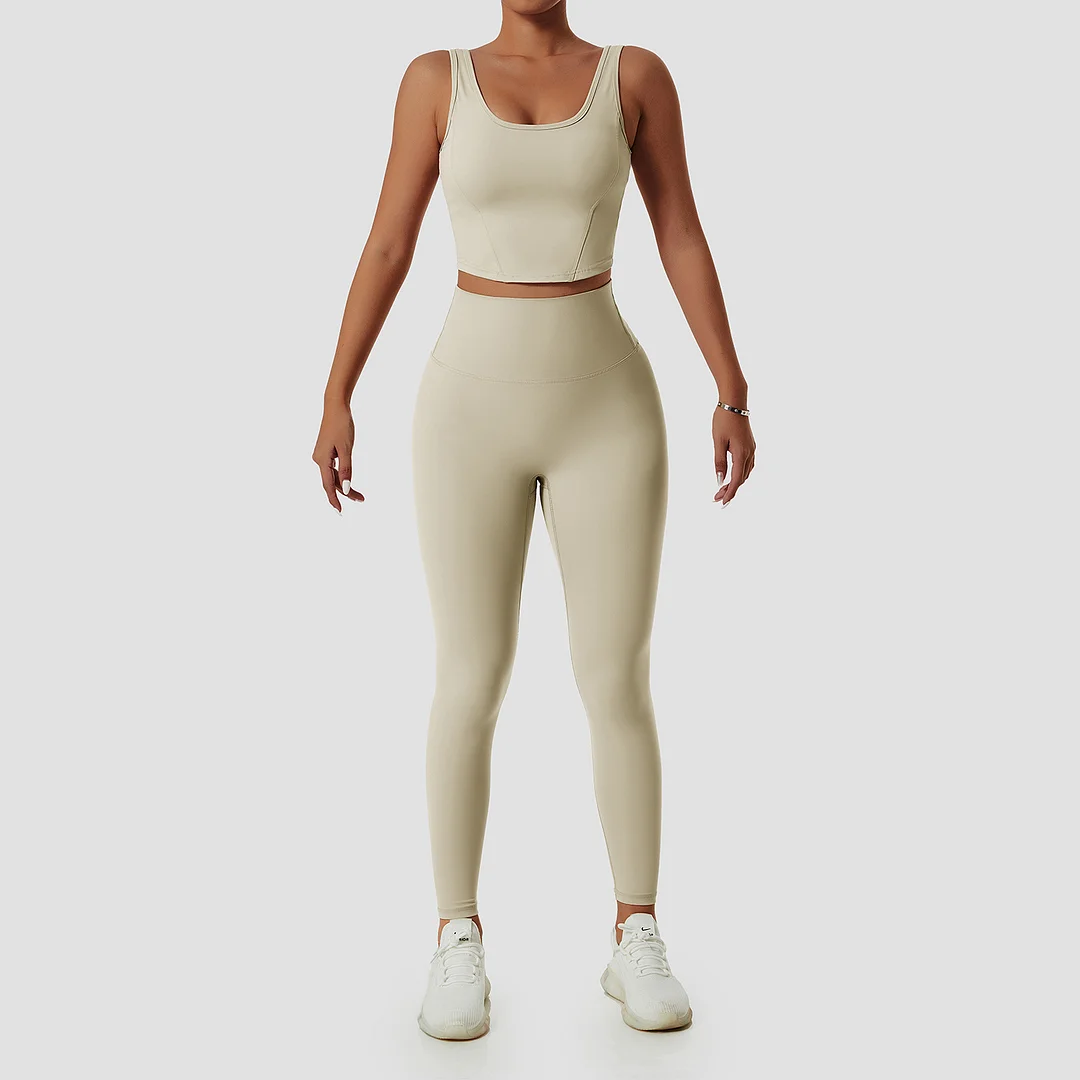 Wide strap sports bra + Legging 2-piece set